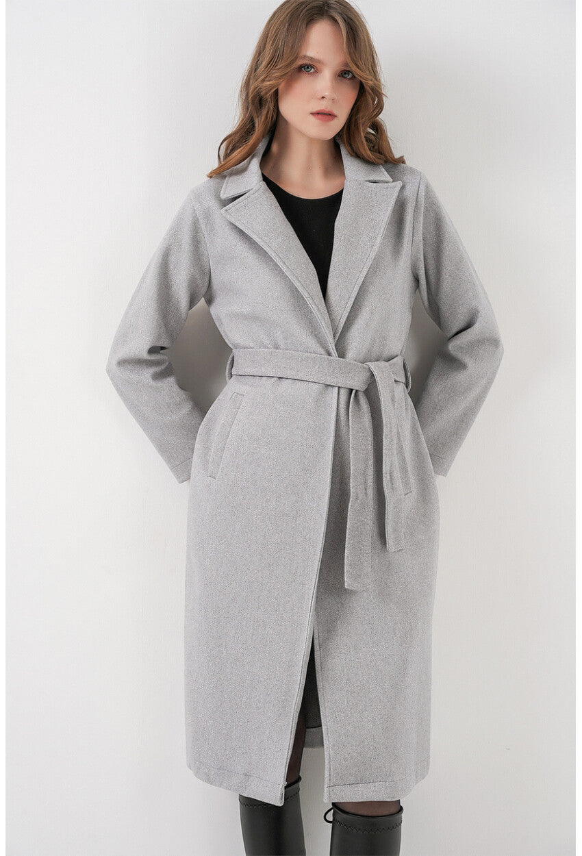 9118 Kruvaze Yaka Kaşe Kaban