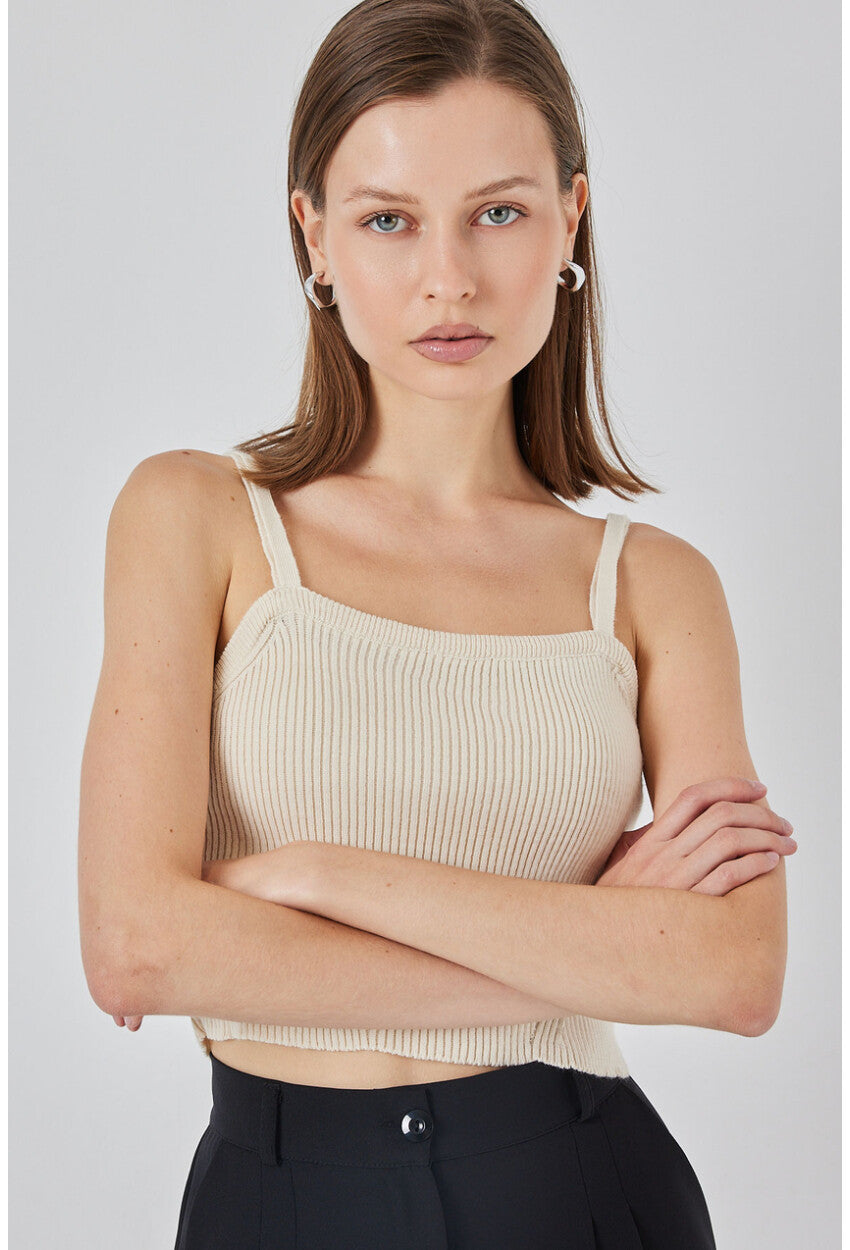 Kadın Askılı Crop Top Bluz 15934