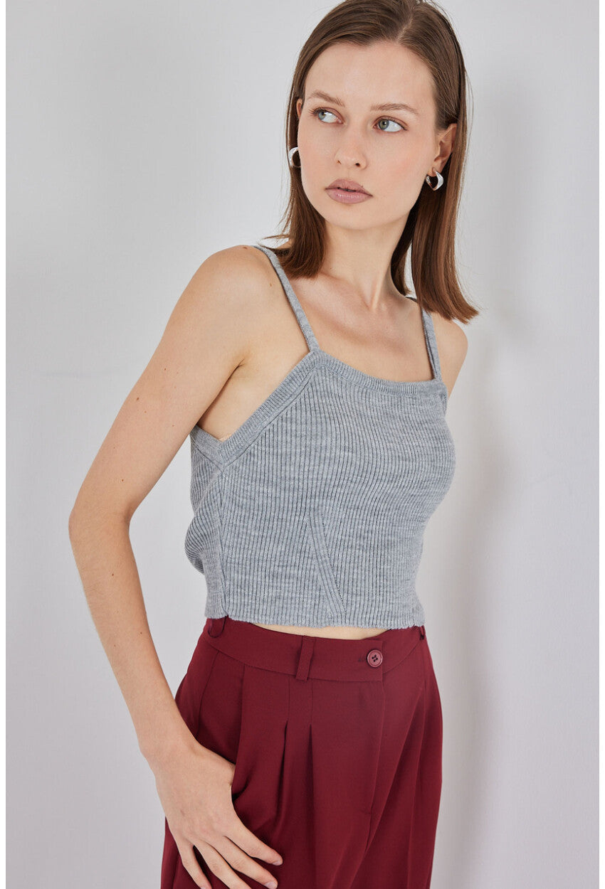 Kadın Askılı Crop Top Bluz 15934
