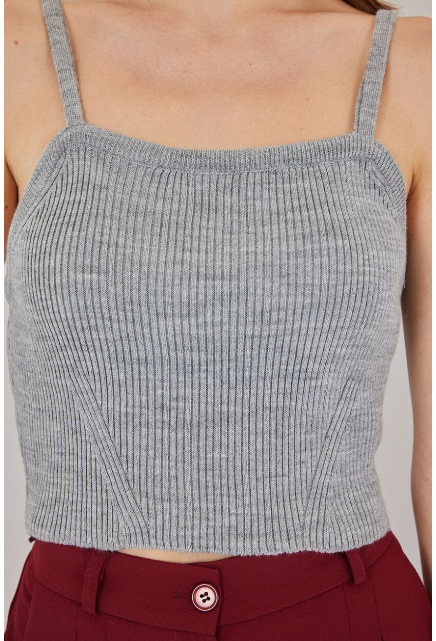 Kadın Askılı Crop Top Bluz 15934