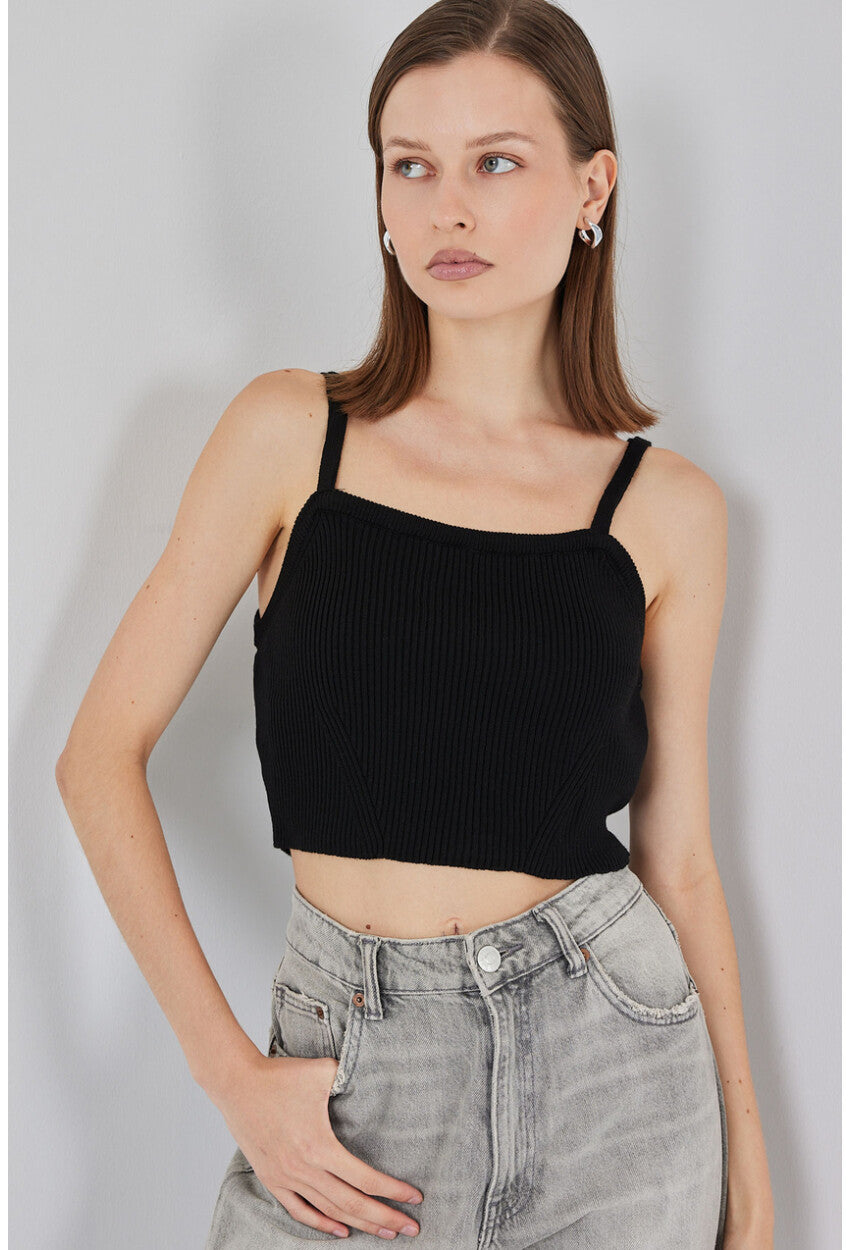 Kadın Askılı Crop Top Bluz 15934