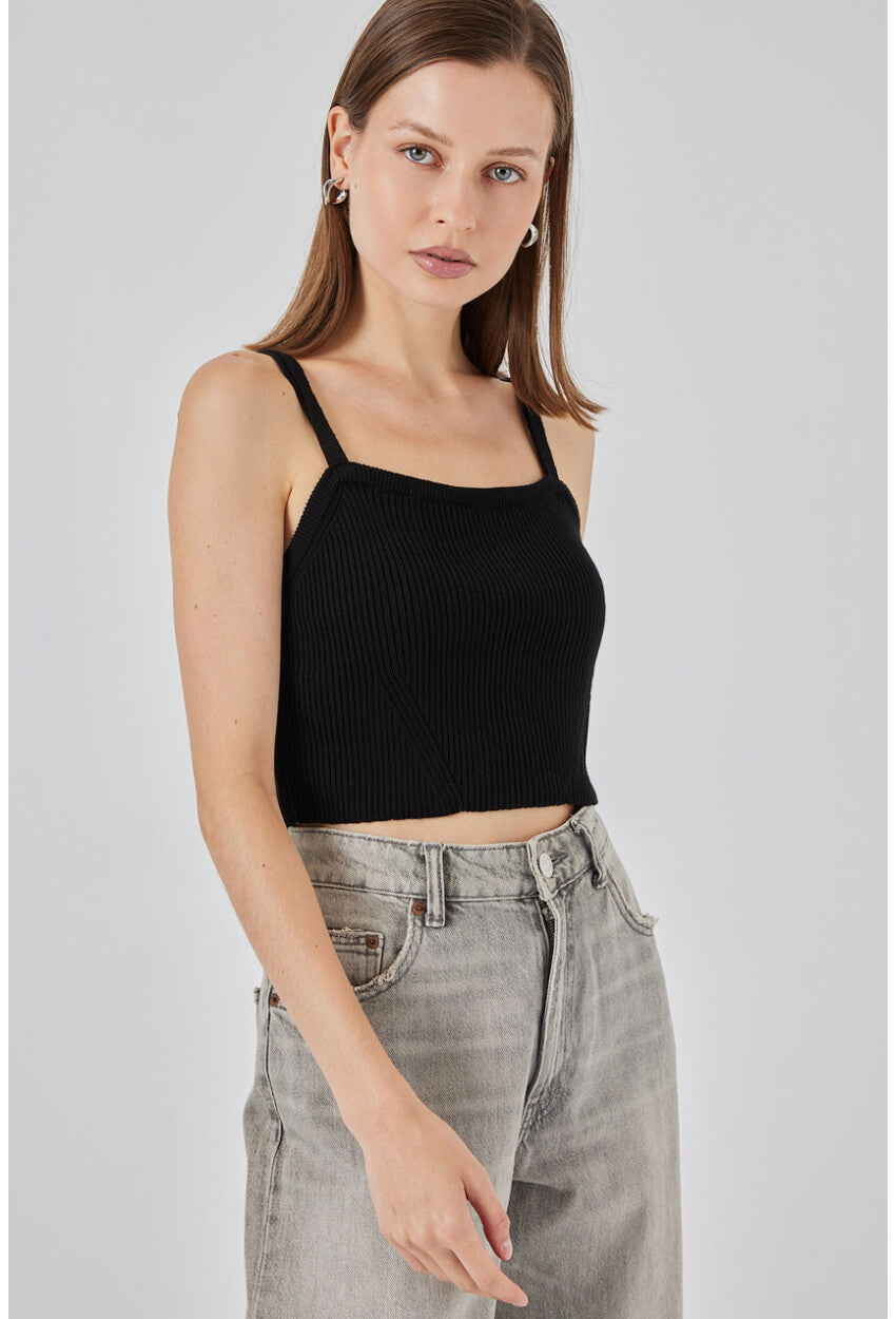 Kadın Askılı Crop Top Bluz 15934