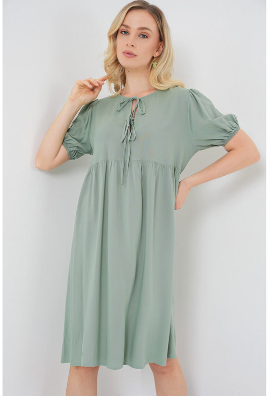 Kadın Bağcıklı Midi Elbise 2575