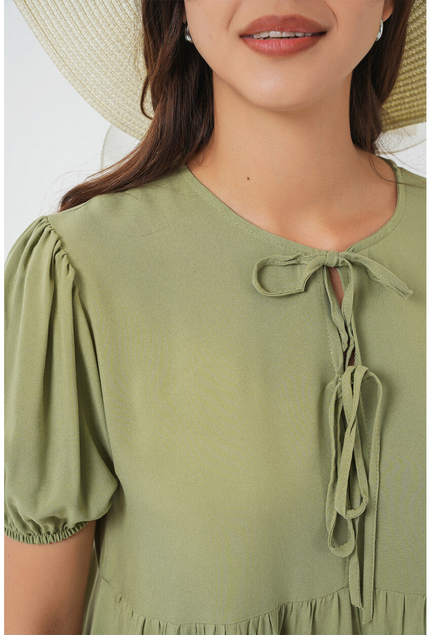 Kadın Bağcıklı Midi Elbise 2575