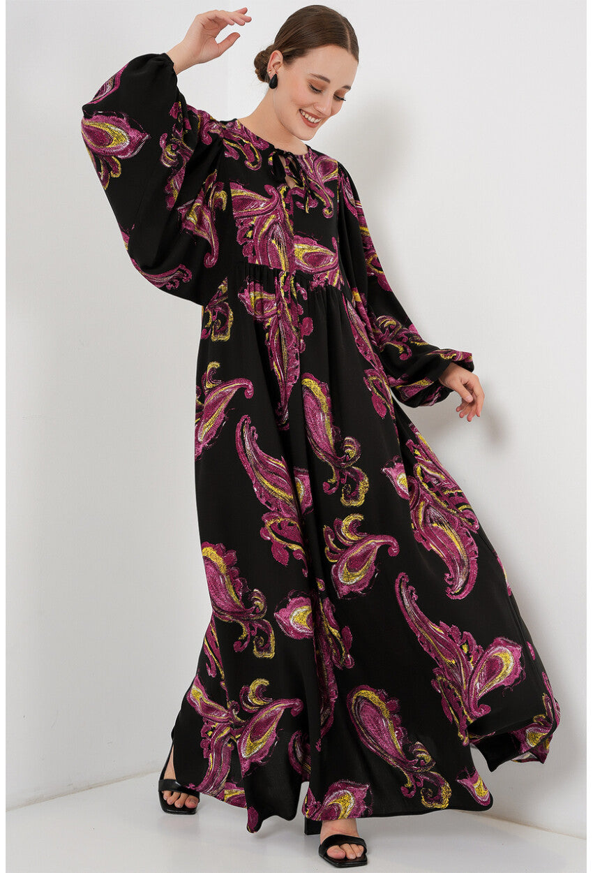 Kadın Balon Kol Uzun Tesettür Elbise 2464