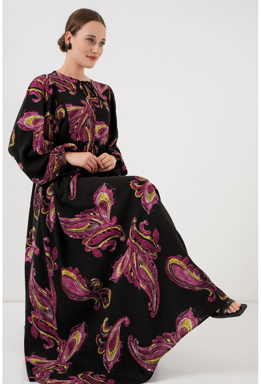 Kadın Balon Kol Uzun Tesettür Elbise 2464