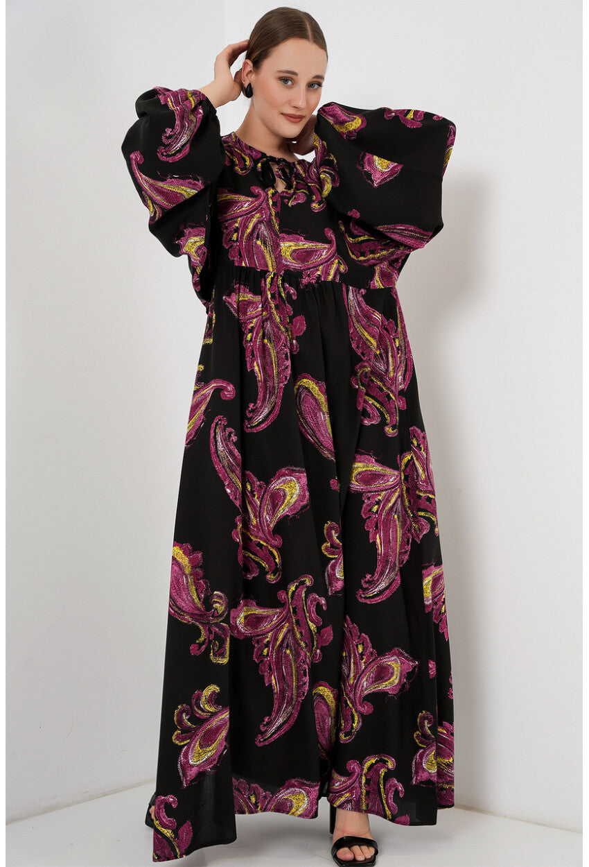 Kadın Balon Kol Uzun Tesettür Elbise 2464