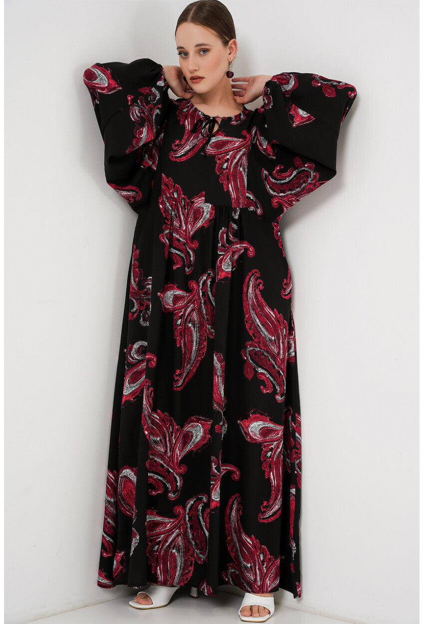 Kadın Balon Kol Uzun Tesettür Elbise 2464