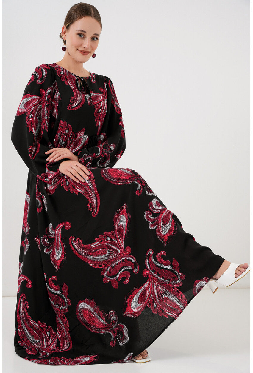 Kadın Balon Kol Uzun Tesettür Elbise 2464