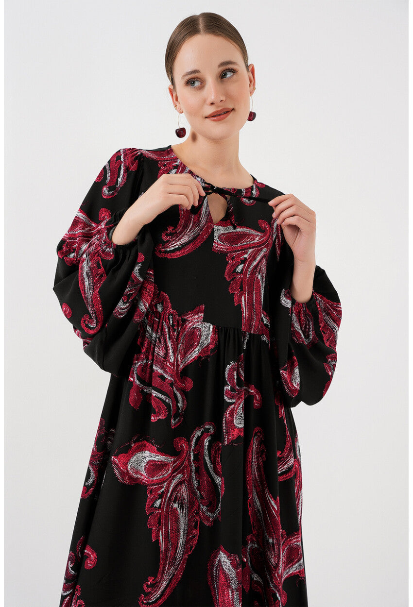 Kadın Balon Kol Uzun Tesettür Elbise 2464