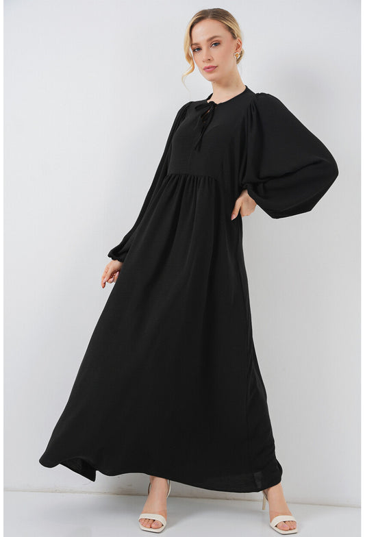 Kadın Balon Kol Uzun Tesettür Elbise 2464