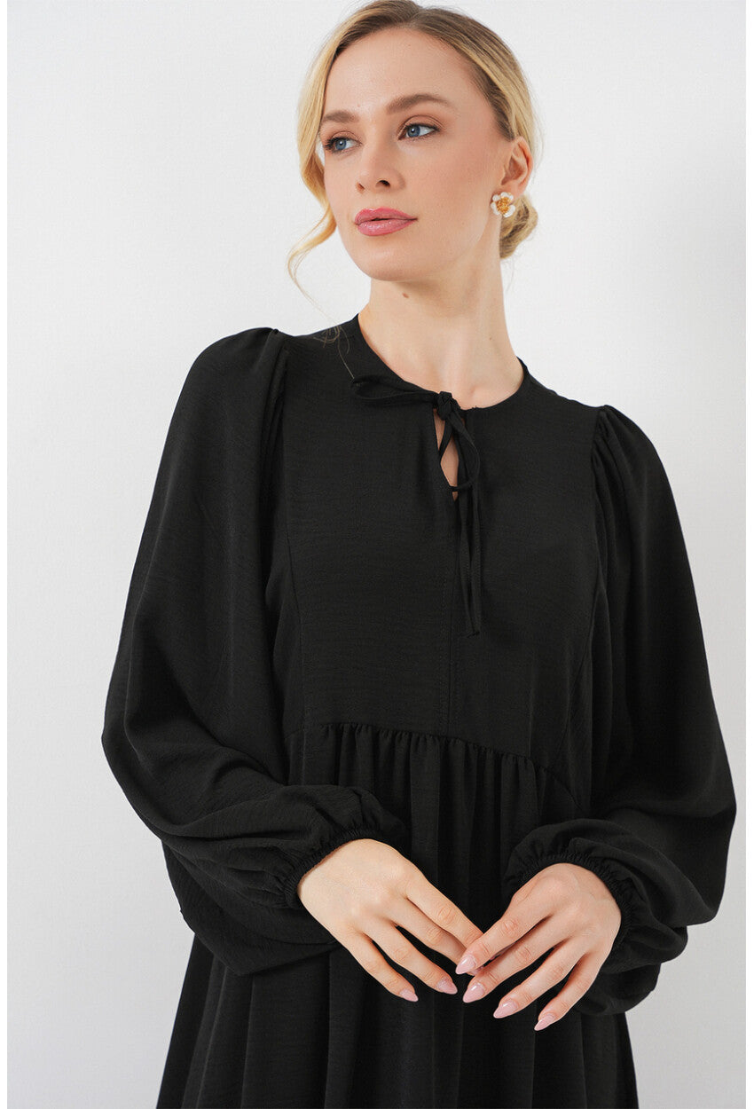 Kadın Balon Kol Uzun Tesettür Elbise 2464