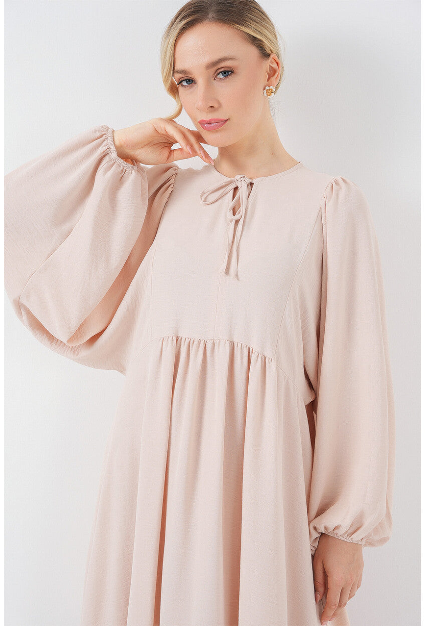 Kadın Balon Kol Uzun Tesettür Elbise 2464