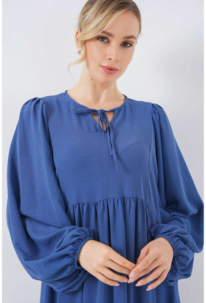 Kadın Balon Kol Uzun Tesettür Elbise 2464