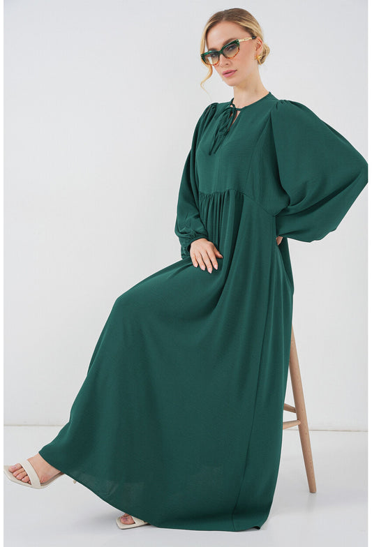 Kadın Balon Kol Uzun Tesettür Elbise 2464