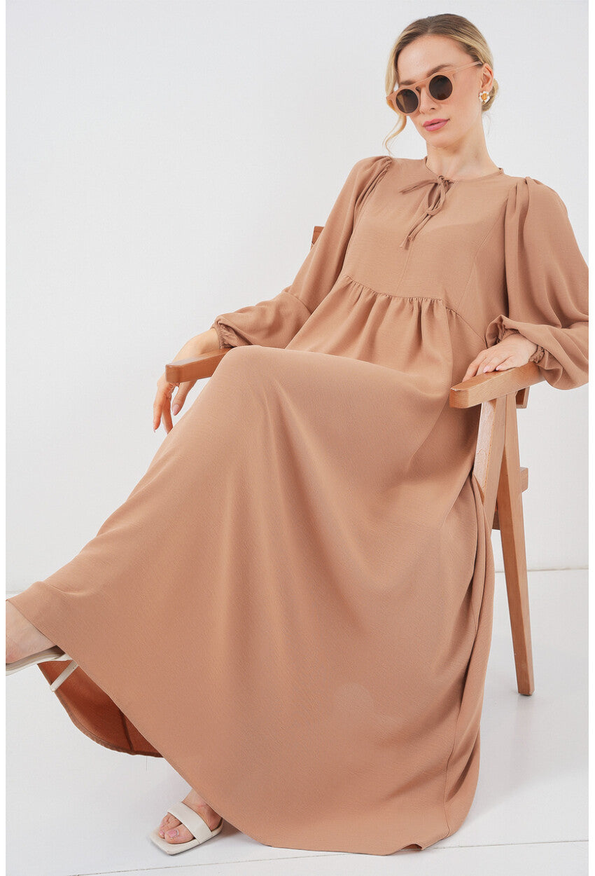 Kadın Balon Kol Uzun Tesettür Elbise 2464