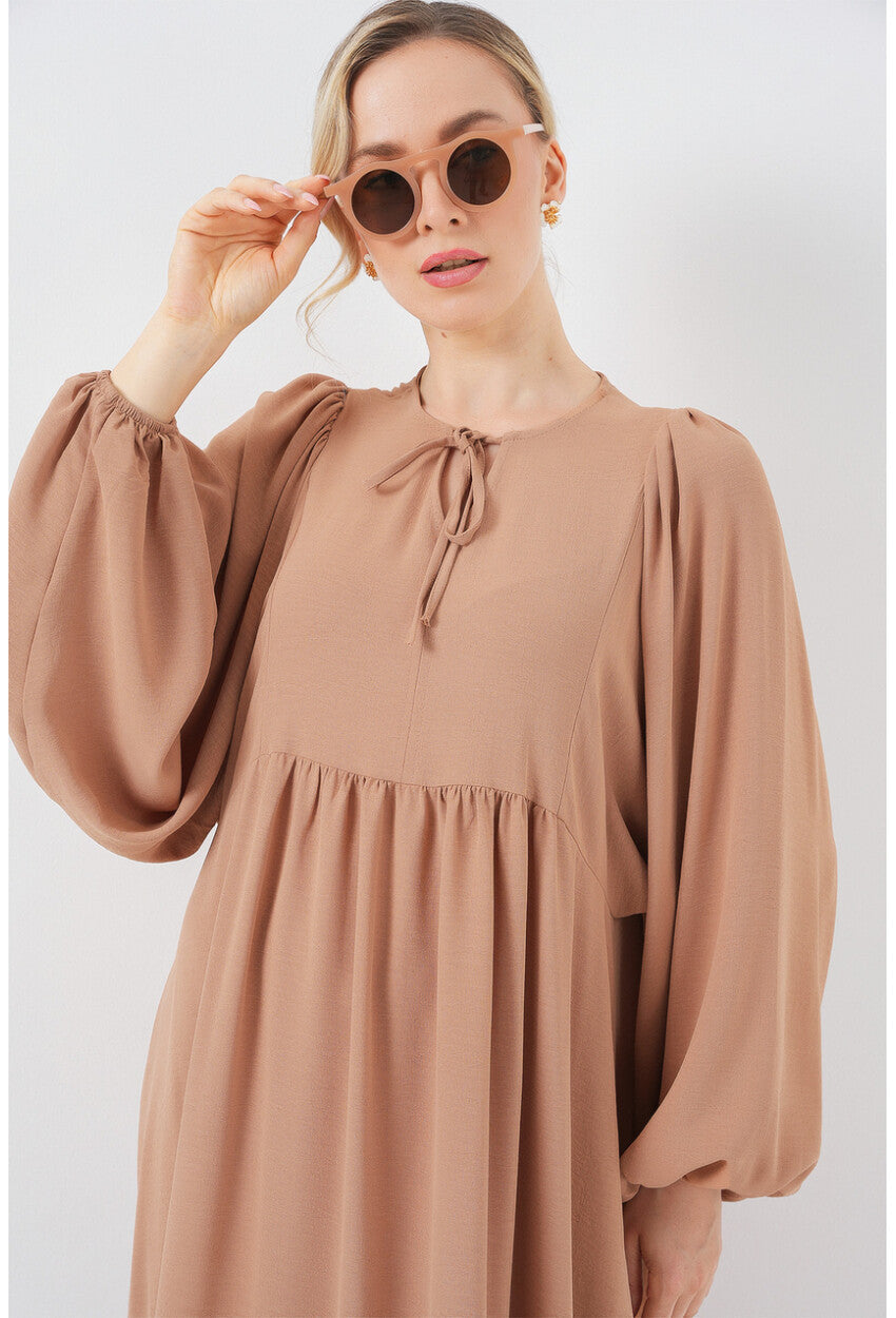 Kadın Balon Kol Uzun Tesettür Elbise 2464