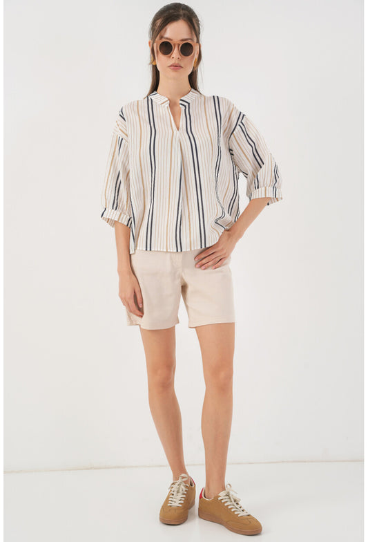 Kadın Çizgili Oversize Bluz 967