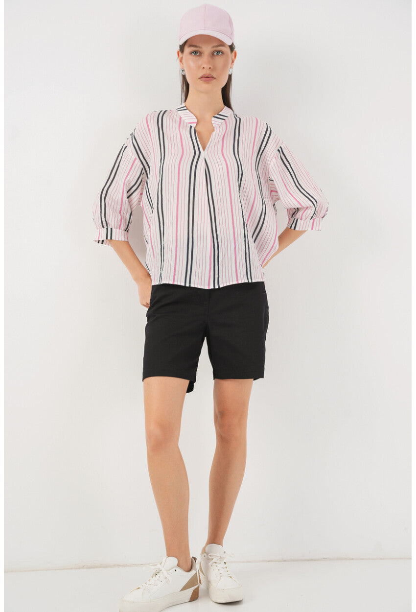 Kadın Çizgili Oversize Bluz 967