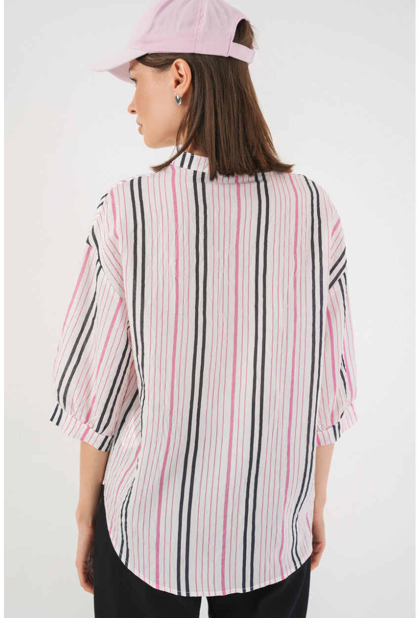 Kadın Çizgili Oversize Bluz 967