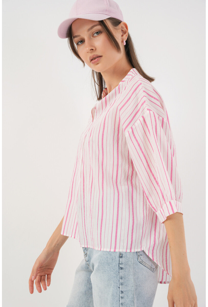 Kadın Çizgili Oversize Bluz 967