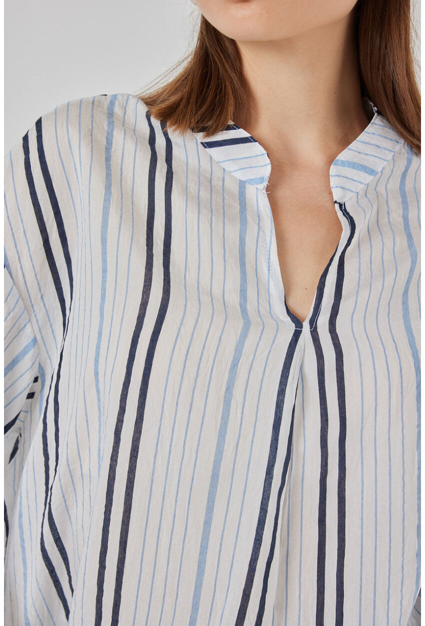 Kadın Çizgili Oversize Bluz 967