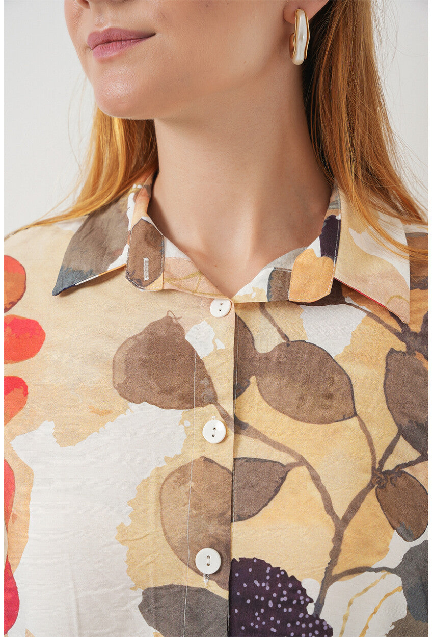 Kadın Desenli Overize Gömlek Tunik 5971