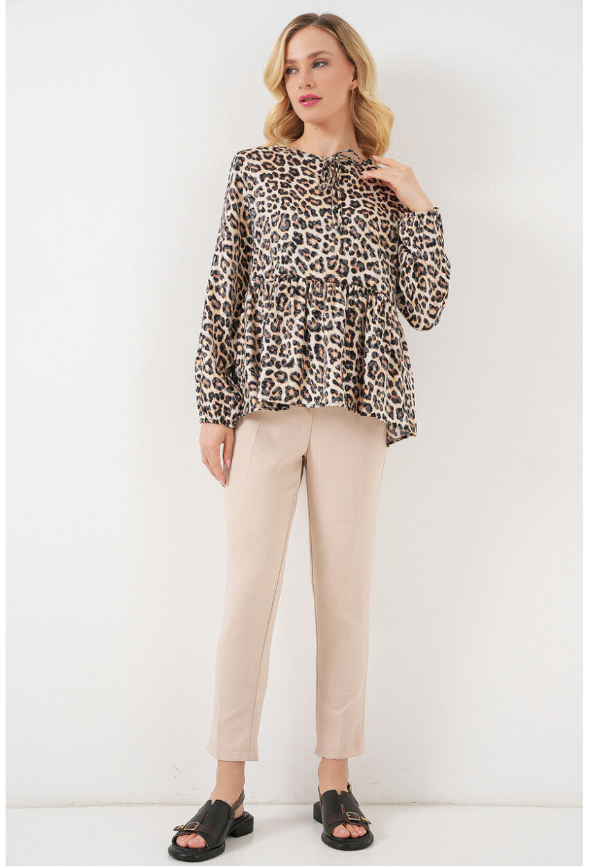 Kadın Desenli Uzun Kol Bluz 970