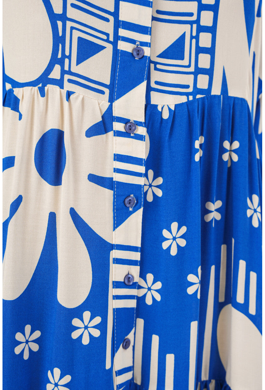 Kadın Desenli Uzun Tesettür Elbise 2585