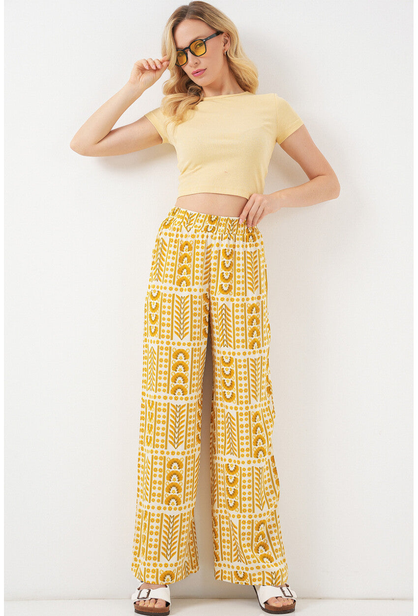 Kadın Desenli Viskon Pantolon 6749