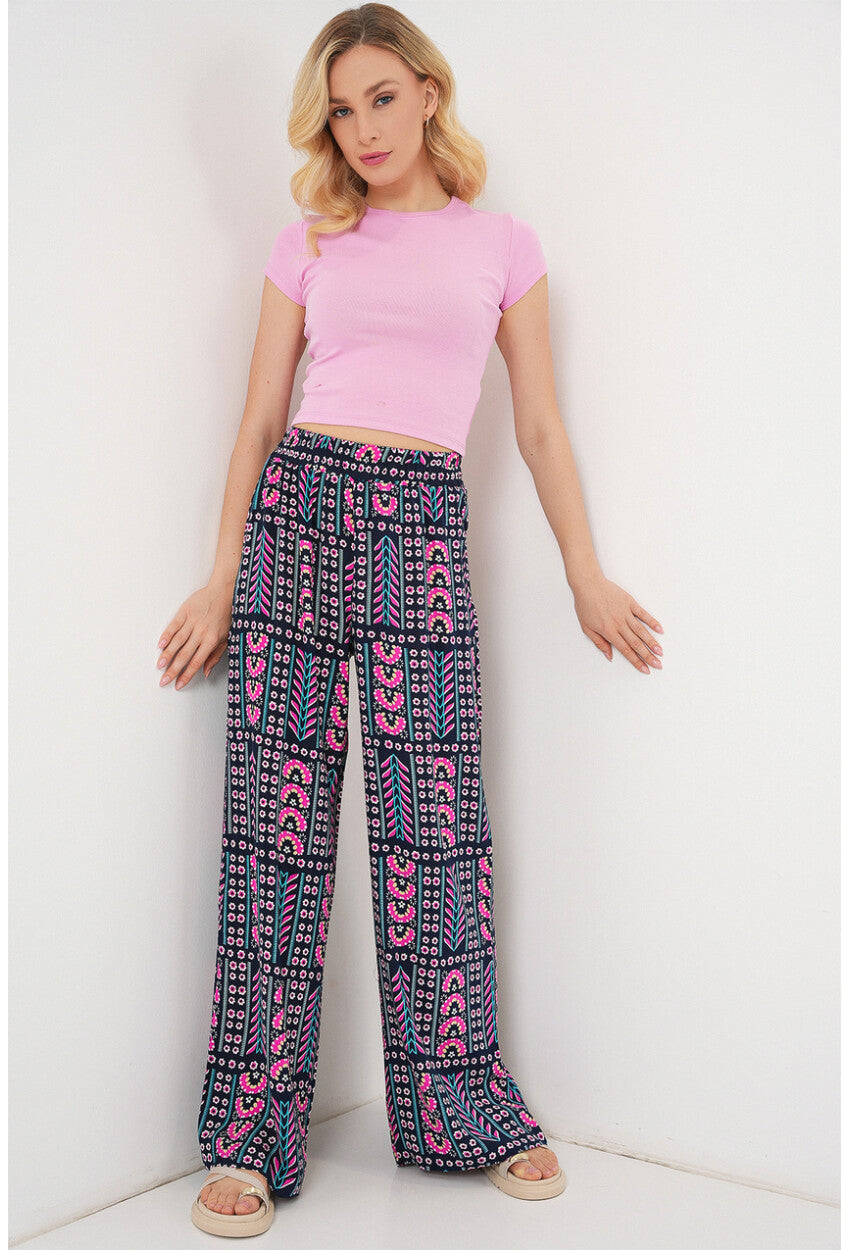 Kadın Desenli Viskon Pantolon 6749