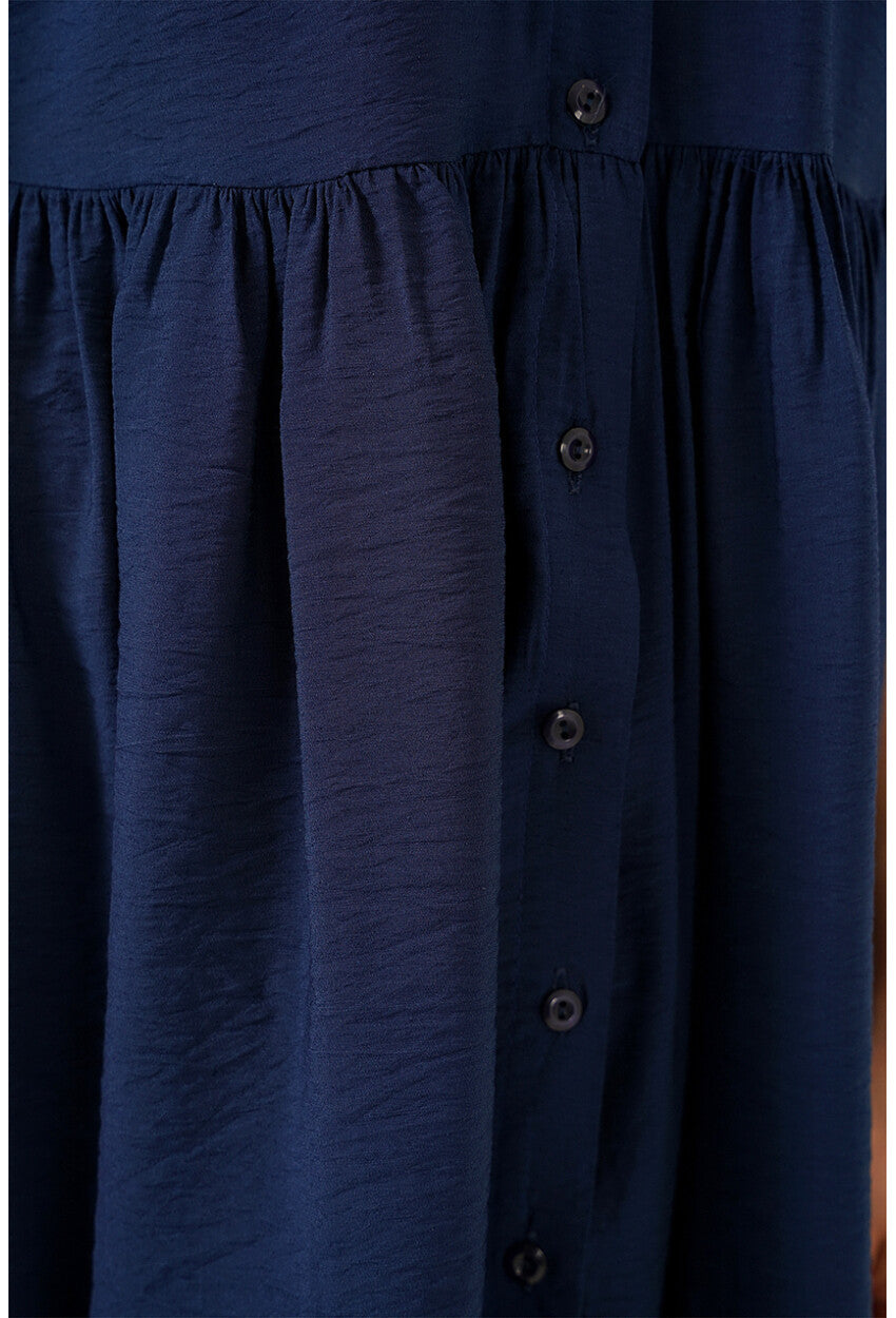 Kadın Düğmeli Kısa Kol Elbise 2559