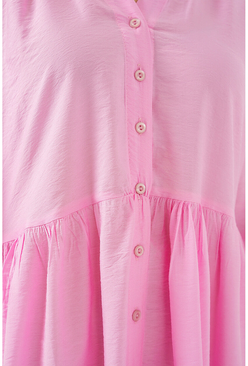 Kadın Düğmeli Kısa Kol Elbise 2559