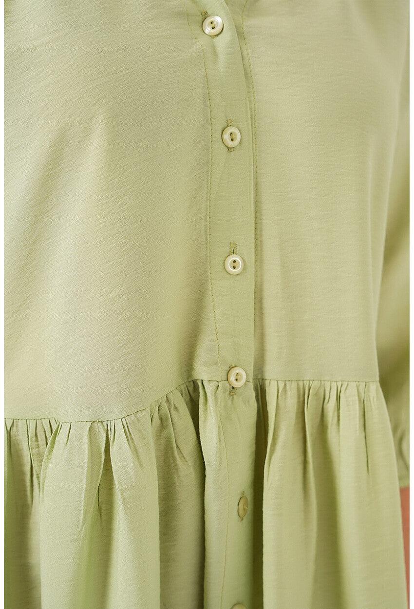 Kadın Düğmeli Kısa Kol Elbise 2559