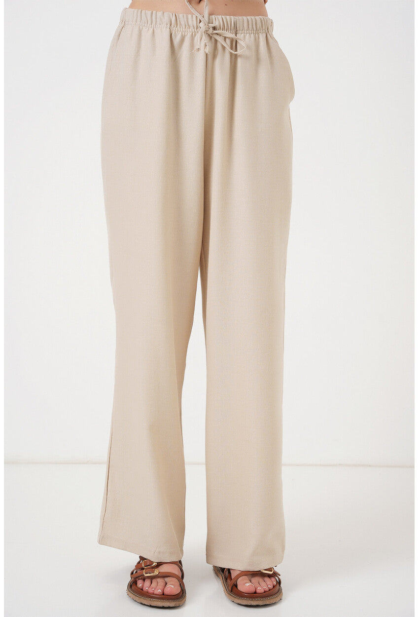 Kadın Geniş Paça Keten Pantolon 6735