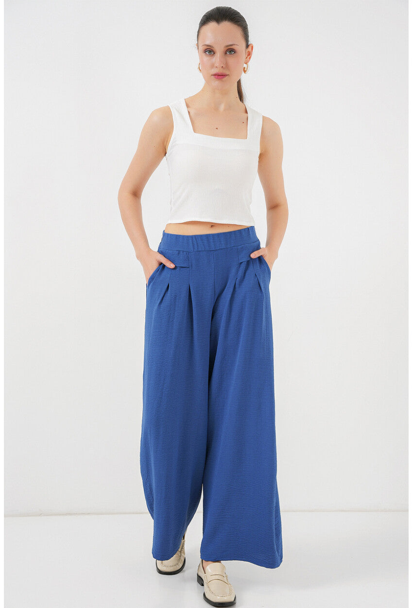 Kadın Geniş Paça Pileli Pantolon 6718