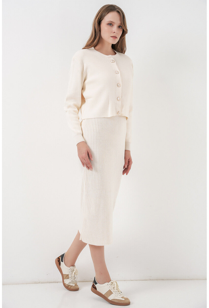 Kadın Hırka Elbise Triko İkili Takım 15960