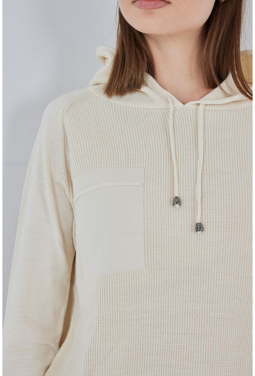 Kadın Kapüşonlu Triko Kazak 15941