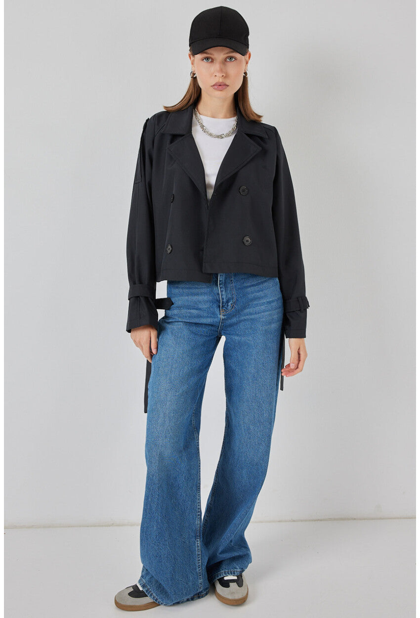 Kadın Kemerli Kısa Trençkot 5970