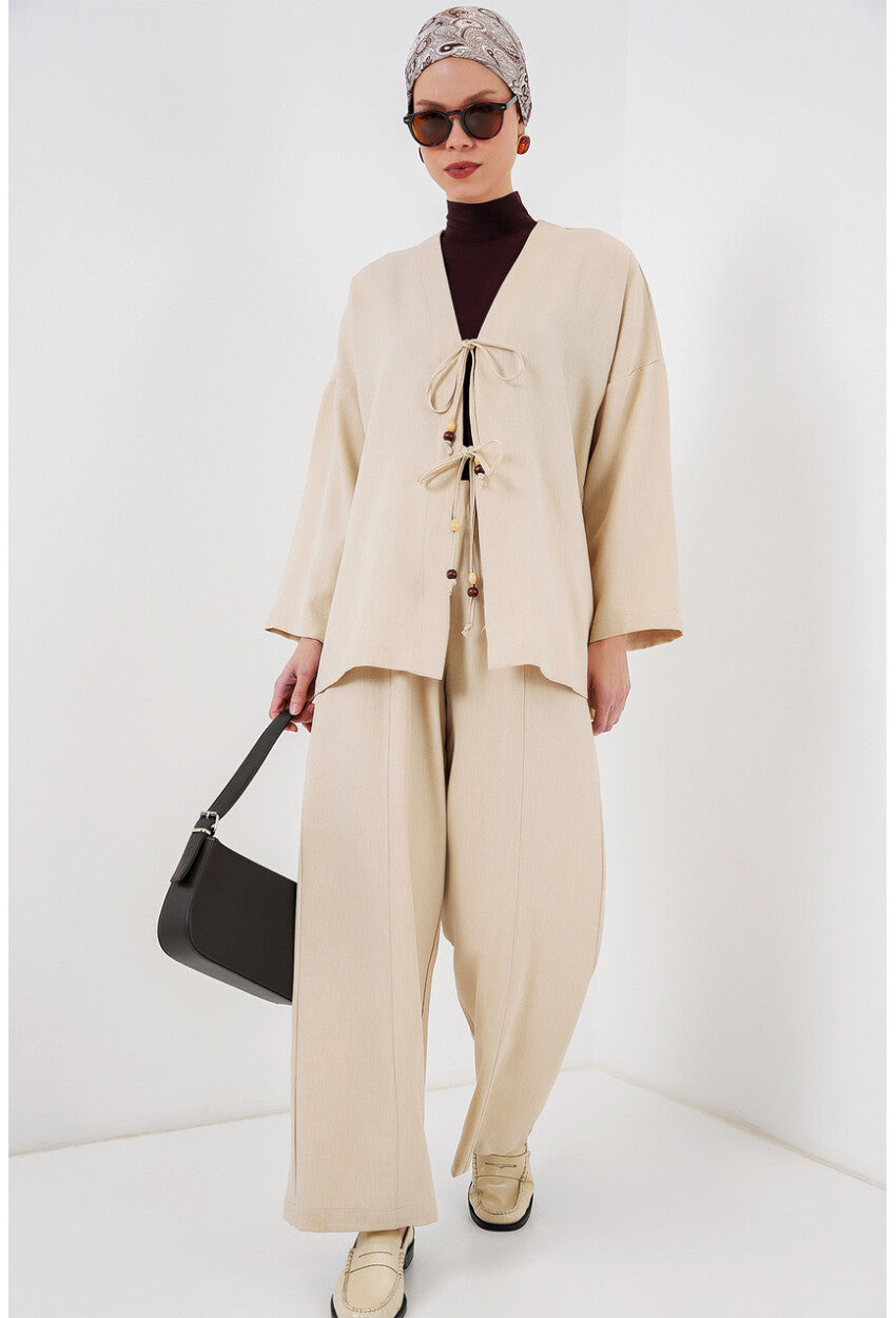Kadın Keten Kimono İkili Takım 6727