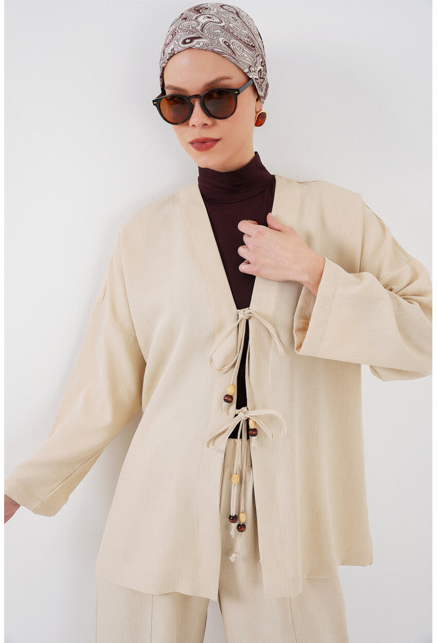 Kadın Keten Kimono İkili Takım 6727