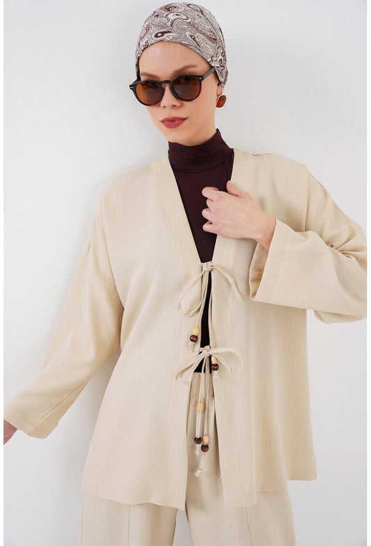 Kadın Keten Kimono İkili Takım 6727