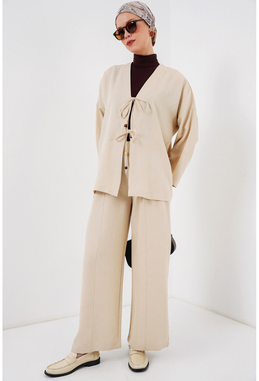 Kadın Keten Kimono İkili Takım 6727
