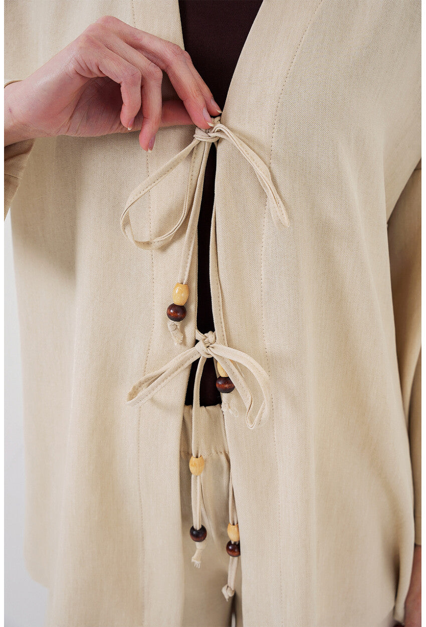 Kadın Keten Kimono İkili Takım 6727