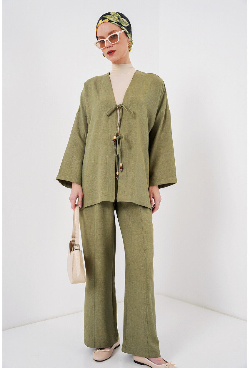 Kadın Keten Kimono İkili Takım 6727