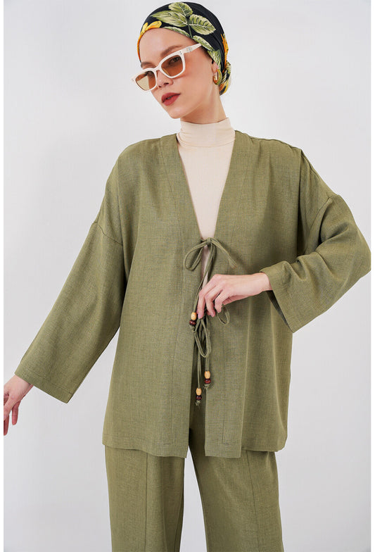 Kadın Keten Kimono İkili Takım 6727