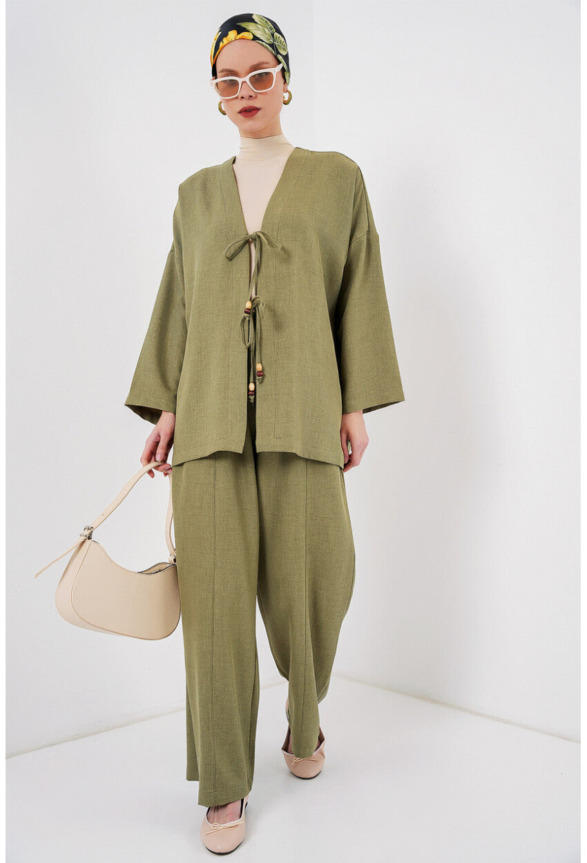 Kadın Keten Kimono İkili Takım 6727