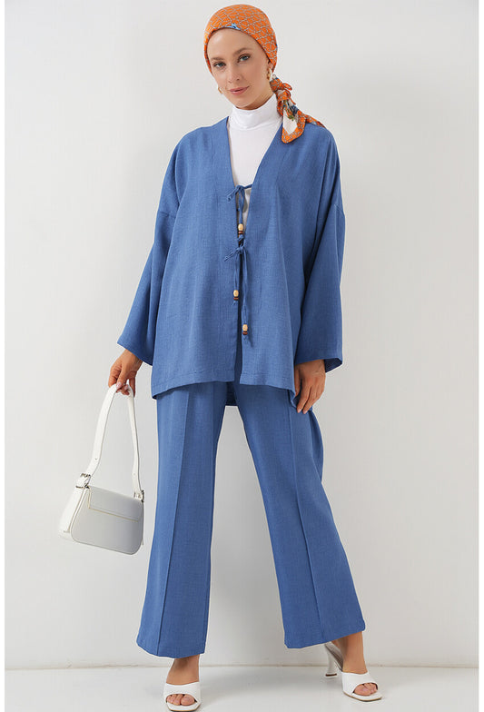 Kadın Keten Kimono İkili Takım 6727