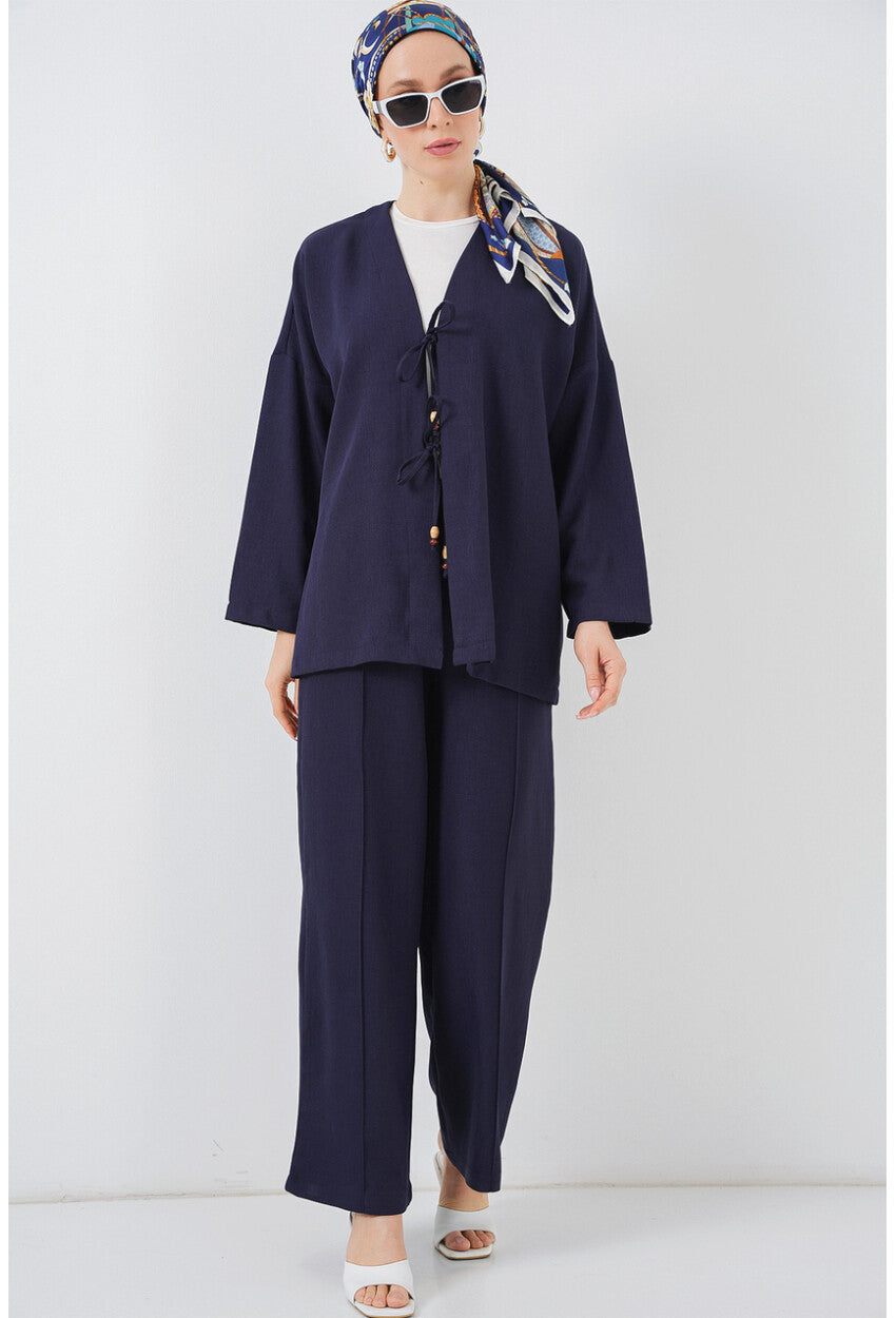 Kadın Keten Kimono İkili Takım 6727