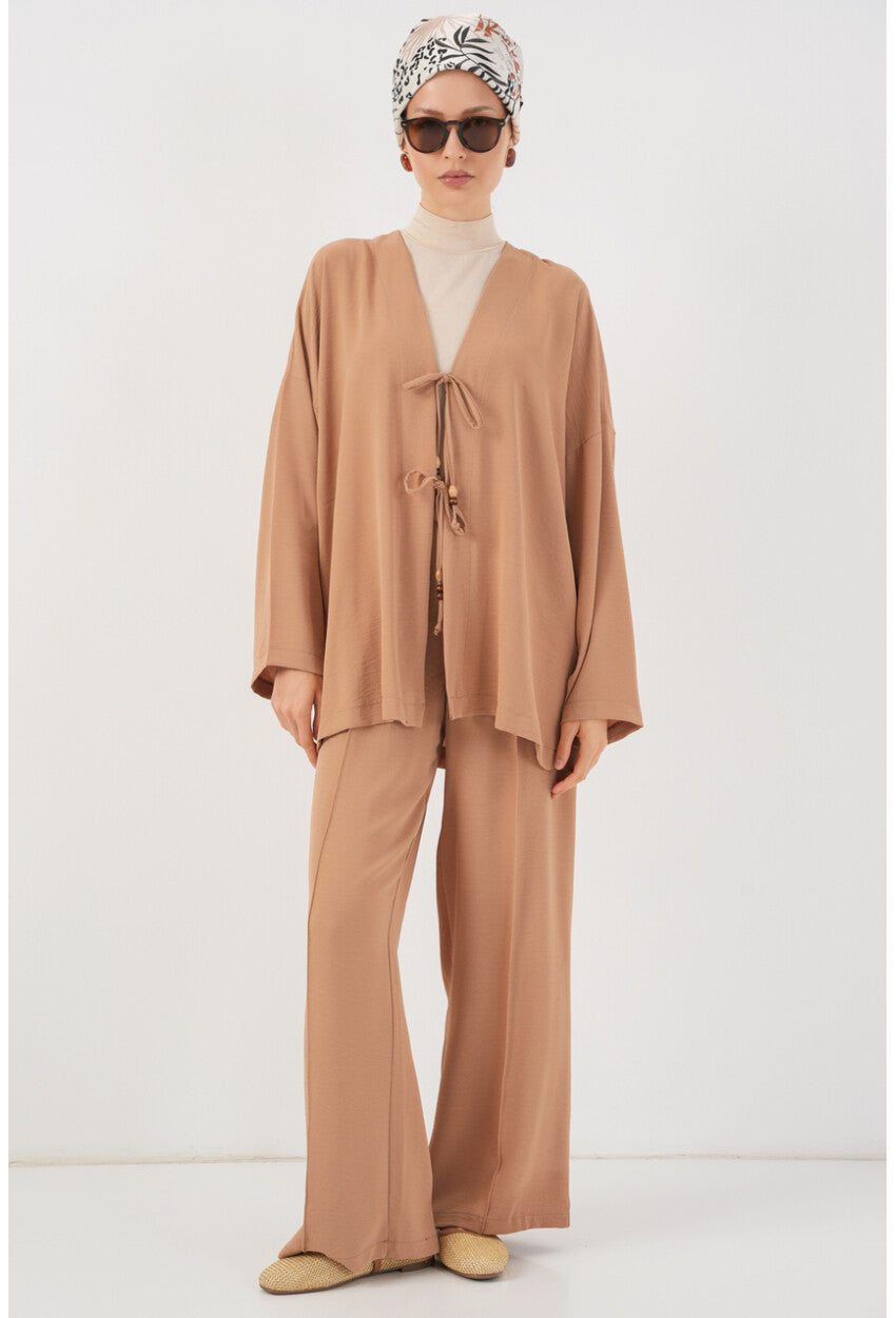 Kadın Keten Kimono İkili Takım 6727